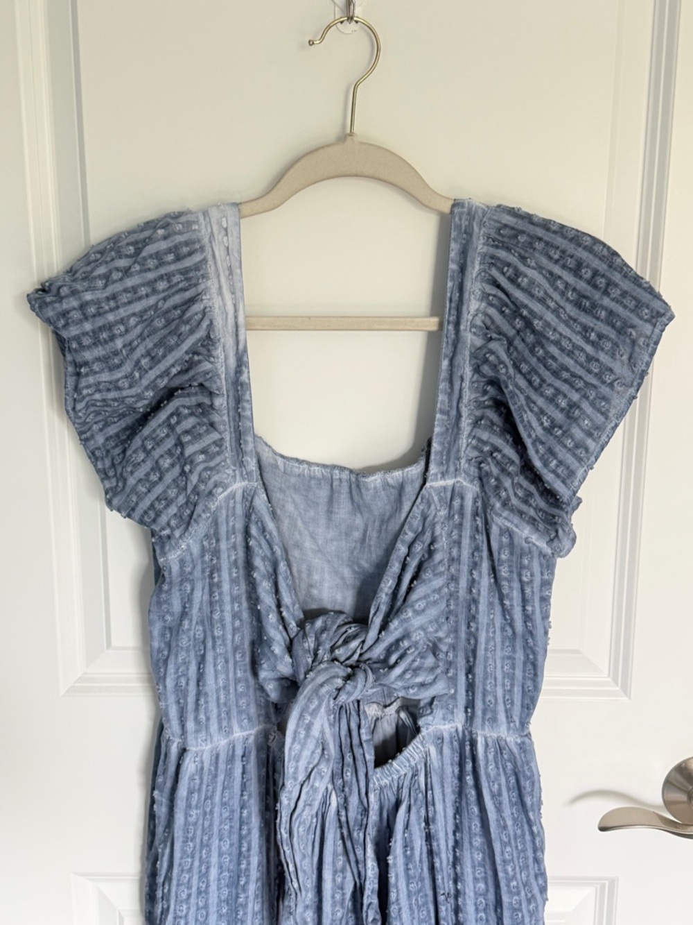 American Eagle Outfitters Light Blue Cotton Tiered Maxi Dress XL 54875 - Picture 6 of 16